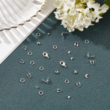 340Pcs Ending Findings Kits for DIY Jewelry, Including Brass Bead Tips & Crimp Beads & Wire Guardians & Jump Rings & Lobster Claw Clasps, Silver