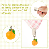 Resin Imitation Fruit Tablecloth Weights, Table Cloth Pendants, with Iron Clip, Orange, 55mm, Orange: 24~25x21x19.5~20mm, 8pcs/set