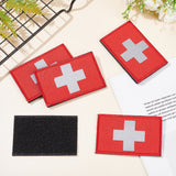 Reflective First Aid Cross Patches, Medical Hoop & Loop Badge, Rectangle, Red, 50x80x3.5mm