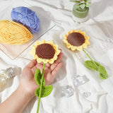 Cotton Knitting Artificial Flower, Ornament Accessories, with Package Bag, Sunflower, Yellow, 430mm