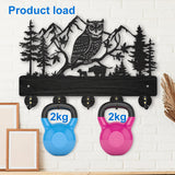 Wood & Iron Wall Mounted Hook Hangers, Decorative Organizer Rack, with 2Pcs Screws, 5 Hooks for Bag Clothes Key Scarf Hanging Holder, Owl, 200x300x7mm.