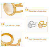 DIY Blank Dome Finger Ring Making Kit, Including 201 Stainless Steel Flat Round Cuff Pad Ring Settings, Glass Cabochons, Golden & Stainless Steel Color, 16Pcs/box