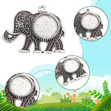 DIY Blank Dome Elephant Pendant Making Kit, Including Alloy with Resin Pendants, Glass Cabochons, Antique Silver, 40Pcs/box