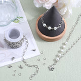 DIY Chain Necklace Barcelet Making Kit, Including 304 Stainless Steel Textured Oval Link Chains & Jump Rings & Clasps, Stainless Steel Color, Chain: 9x6.5x1mm, 5m/bag