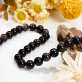 2 Strands Natural Silver Obsidian Beads Strands, Round, 8.5mm, Hole: 1.2mm, about 47pcs/strand, 15.35''(39cm)