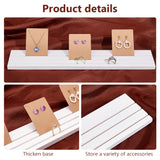 3-Slot Wooden Display Card Board, for Earring Display Card Displays, Rectangle, White, 390x77.5x11.5mm, Groove: 2.8mm