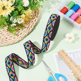 Polyester Elastic Bands, Flat with Rhombus Pattern, Garment Accessories, Colorful, 1 inch(24mm), about 5.00 Yards(4.57m)/Roll