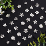 70Pcs 7 Style Brass Bead Caps, Flower, 925 Sterling Silver Plated, 10~15.5x12.5~16x0.5~4mm, Hole: 0.9~1.5mm, 10pcs/style