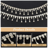 Glass Rhinestone Cup Chains, Tassel Chains, Wedding Dress Decorative Rhinestone Chains, with Spool, Clear, 5~22mm, 1.85~1.88yards/roll