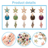 60Pcs 15 Style Alloy Enamel Pendants, Starfish & Shell & Spiral Shell Shape, Light Gold, Mixed Color, 18~19.5x7.5~15x3~6.5mm, Hole: 1.4~2.5mm, 4pcs/style