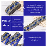 Ethnic Style Embroidery Polyester Ribbons, Jacquard Ribbon, Garment Accessories, Rhombus Pattern, Blue, 2 inch(50mm), about 7.66 Yards(7m)/Bundle