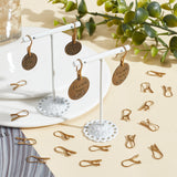 30Pcs Brass Earring Hooks, Ear Wire with Pinch Bails, Raw(Unplated), 21x9x2.5mm, Pin: 0.8mm