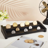 6 Tiers MDF Wood Commemorative Coin Display Tray, Desktop Coin Organizer Holder, Rectangle, Coconut Brown, 342x150x49mm