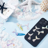 48Pcs 4 Colors Luminous Transparent Resin Cabochons, Fishtail, Mixed Color, 39x27.5x3.5mm, 12pcs/color