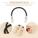 2Pcs PU Leather Braided Bag Strap, with Alloy Swivel Clasps, Bag Replacement Accessories, Black, 41.5x1cm