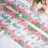 10 Yards Printed Polyester Ribbon, for Bowknot Making, Flat, Colorful, Flamingo Pattern, 5.1x0.02cm