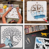 PET Hollow Out Drawing Painting Stencils, for DIY Scrapbook, Photo Album, Letter, 30x30cm