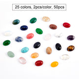 Natural & Synthetic Gemstone Cabochons, Mixed Dyed and Undyed, Oval, Mixed Color, 14x10x4~5mm, 48pcs/box