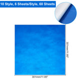 60 Sheets 10 Style PVC Heat Transfer Sheets, Square, Mixed Color, 301x301x0.01mm, 6 sheets/style