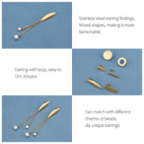 24Pcs 6 Style 304 Stainless Steel Stud Earring Findings, with Loop, Mixed Shapes, Golden, 4pcs/style