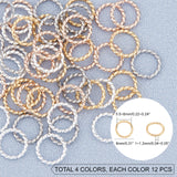 304 Stainless Steel Jump Rings, Open Jump Rings, Twisted, Mixed Color, 8x1~1.2mm, Inner Diameter: 5.5~6mm, 48pcs/box