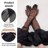 Mesh Long Full Finger Gloves, for Cosplay Costumes, Black, 710x320x0.3~5.5mm
