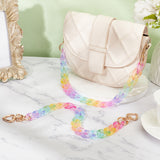 2Pcs 2 Style Rainbow Color Transparent Acrylic Curb Chain Bag Handles, with Golden Alloy Swivel Clasps and Spring Gate Rings, for Bag Straps Replacement Accessories, Colorful, 43.5~46cm, 1pc/style