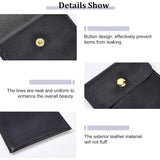 PU Imitation Leather Jewelry Storage Bags, with Snap Buttons, Square, Black, 8x8x0.73cm