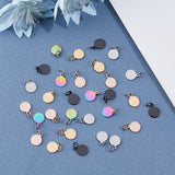 Vacuum Plating 304 Stainless Steel Charms, with Jump Rings, Blank Stamping Tag, Flat Round, Mixed Color, 10.5x8x0.8mm, Hole: 3.5mm, 30pcs/box