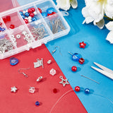 Independence Day Theme Drop Earring DIY Making Kit, Including Alloy Pendants, Glass & Acrylic & Brass Rhinestone Beads, Brass Earring Hooks & Pins, Antique Silver, Mixed Color, 148pcs/box