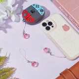 Cell Phone Strap Charm, Peach Resin Charm Hanging Keychain for Women, with Polyester Cord, Pink, 8.4cm, 3pcs/set