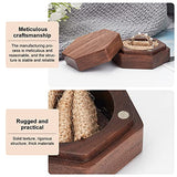 Hexagon Wooden Finger Ring Boxes, Wedding Rings Gift Case with Magnetic Clasps, for Wedding Valentine's Day, Coconut Brown, 5x5.6x2.85cm