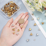 120Pcs 6 Style Brass Nailhead Rivets, for Leather Craft Clothes Belt Bag Shoes, Mixed Shapes, Platinum & Golden, 20pcs/style