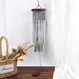 Solid Wood Wind Chimes, with Brass Tubes, for Home, Party, Festival Decor, Garden, Yard Decoration, with Stainless Steel Swivel Hooks Clips, Platinum, 66x13.2cm