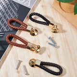 4 Sets 2 Colors PU Leather Braided Cord Drawer Pulls, Cabinet Handles, with Alloy Findings, Mixed Color, 55x7x8mm, 2 sets/color