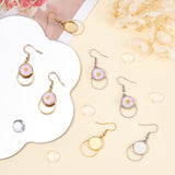 DIY Sublimation Blank Dangle Earring Making Kit, Including 304 Stainless Steel Earring Hooks with Flat Round Cabochon Settings, Glass Cabochons, Golden & Stainless Steel Color, 40Pcs/box