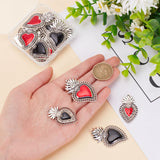 20Pcs 4 Styles Alloy Enamel Pendants, Antique Silver, Sacred Heart Charm, Antique Silver, 39.5~48x23.5~29x2~4mm, Hole: 1.5mm, 5pcs/style