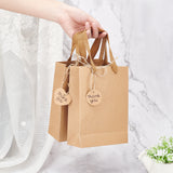 Rectangle Kraft Paper Bags with Handle, with Paper Tags & Jute Twine, Retail Shopping Bag, Rectangle, Tan, 6x15x20cm