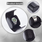 Imitation Leather Single Watch Package Boxes, Portable Travel Watch Storage Case, with Snap Buttons, Oval, Black, 10.4x8.8x7.4cm, Inner Diameter: 10x8.1x7.35cm