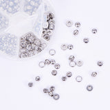 180Pcs 6 Styles 304 Stainless Steel Beads, Spacer Beads, Round & Rondelle & Bicone & Flat Round, Stainless Steel Color