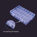 Plastic Bead Containers, 24 Compartments, Clear, 19x13x3.6cm, Compartment: 4.1x2.3x3.3cm, 4boxes/set