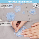 20Pcs 7 Style Flower Organgza Lace Embroidery Ornament Accessories, Applique Patch, Sewing Craft Decoration, Light Blue, 29~78x30~164x0.9~2mm