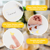 8 Sheets 4 Styles PVC Waterproof Self-Adhesive Sticker, Cartoon Decals for Gift Cards Decoration, with 60Pcs Paper Table Place Cards, Animals, Gold, Self-Adhesive Sticker: 165x140x0.2mm, Sticker: 25x25mm, 2 sheets/style