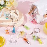 DIY Fruit Juice Keychain Making Kit, Including Acrylic & Faux Suede Tassel Pendant Decorations, Iron Split Key Rings, Mixed Color, 35Pcs/bag