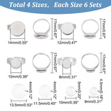 DIY Finger Rings Making Kits, with Adjustable 304 Stainless Steel Finger Rings Components, Transparent Glass Cabochons and Box Container, Flat Round, Stainless Steel Color, 8.2x8.2x2.7cm, 48pcs/box