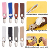 8Pcs 8 Colors Alloy Hat Clips, with PU Leather, for Scarf Hat Travel Luggage Outdoor Accessory, Platinum, Mixed Color, 190x21mm, 1pc/color