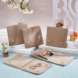 Velvet Jewelry Storage Drawstring Pouches, Jewelry Bags with Snap Fastener, Rectangle, Beige, 10x9.2x1cm