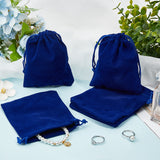 20Pcs Rectangle Velvet Drawstring Pouches, Candy Gift Bags Christmas Party Wedding Favors Bags, Dark Blue, 12x10cm