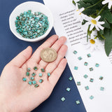 152Pcs 2-Hole Opaque Glass Seed Beads, Antique Style, Rectangle, Medium Sea Green, 5x4.5~5.5x2~2.5mm, Hole: 0.5~0.8mm