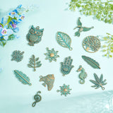 Alloy Pendants, Mixed Shapes, Antique Bronze & Green Patina, 32pcs